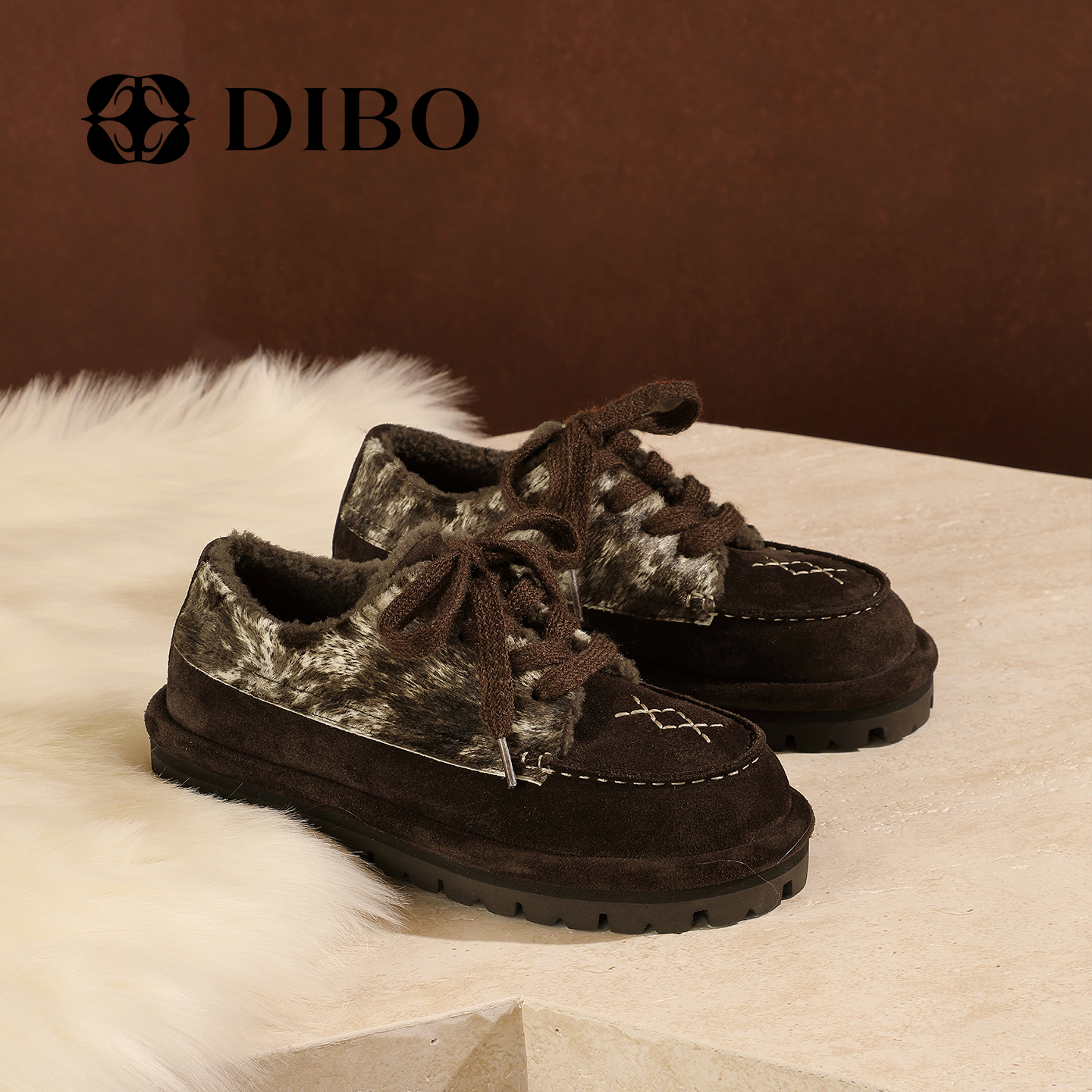 DIBO碲铂复古百搭加绒休闲鞋女