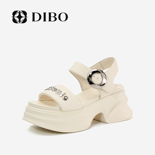 时尚 DIBO碲铂休闲厚底凉鞋 新款 女 2024夏季 真皮日常百搭露趾凉鞋