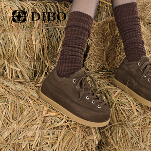 厚底增高保暖棉鞋 新款 女2025年冬季 DIBO碲铂潮流百搭羊毛休闲鞋