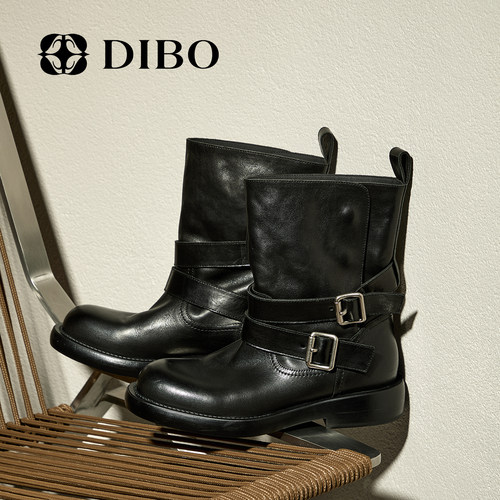 DIBO碲铂英伦风复古加绒短靴