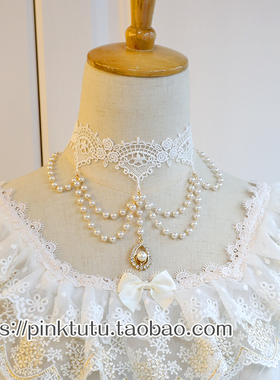 洛丽塔白色蕾丝多层LOLITA项链