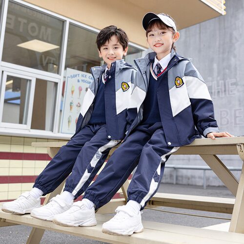 秋冬季英伦风中小学生校服班服户外冲锋衣三合一五件套幼儿园园服