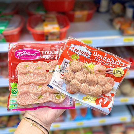 现货 泰国711代购发酵酸猪肉开袋即食酸猪丸发酵酸肠爽脆泰式酸肉
