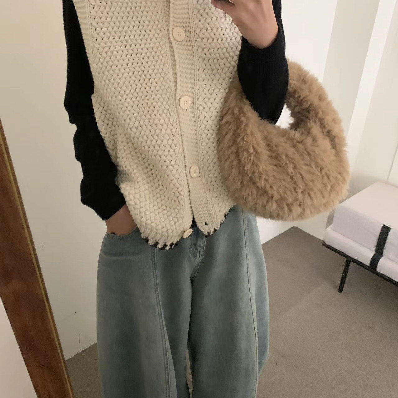 法式温柔风针织马甲女开衫背心叠穿高级感无袖上衣