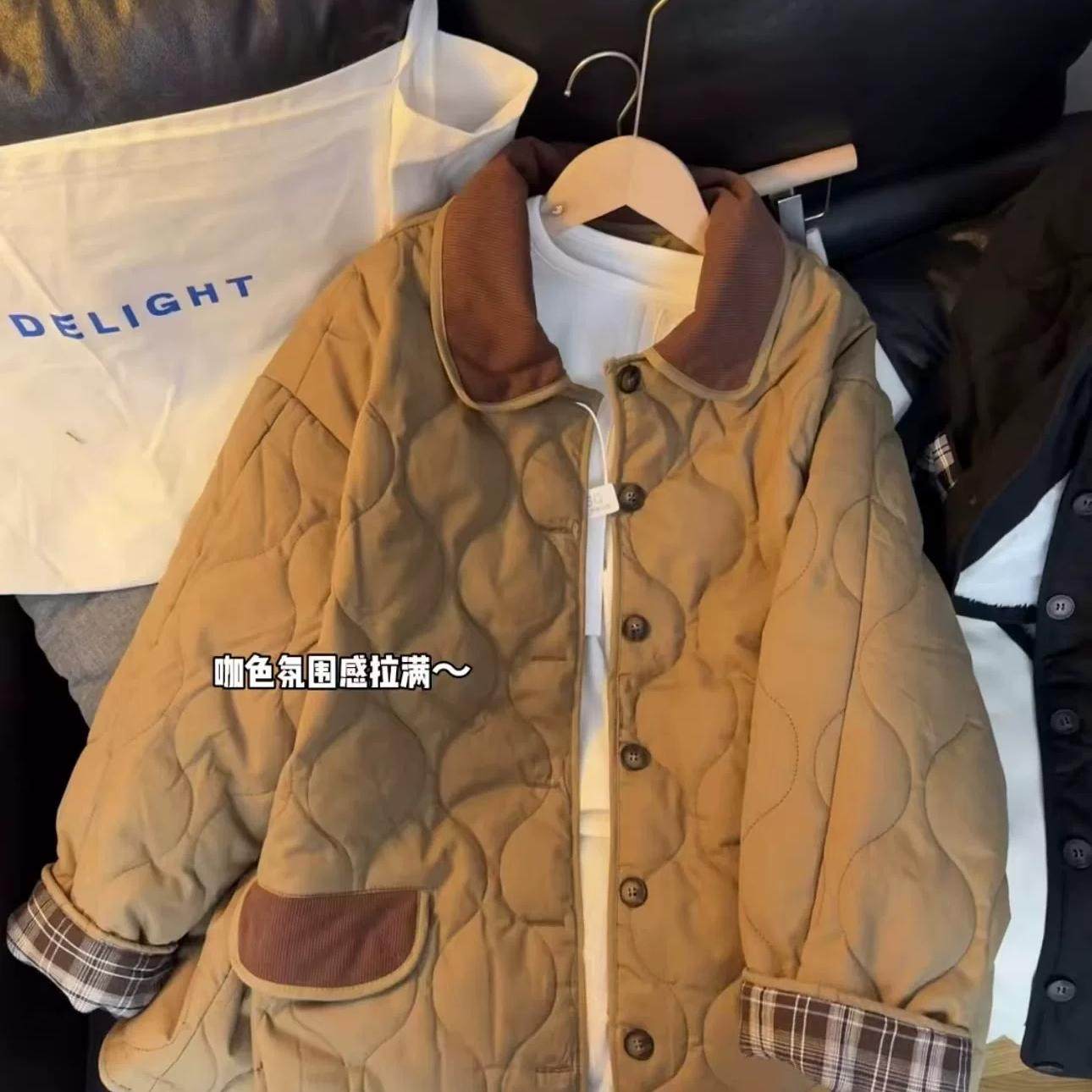 女外套冬季新款韩版东大门撞色拼接宽松棉衣棉袄加绒休闲棉袄