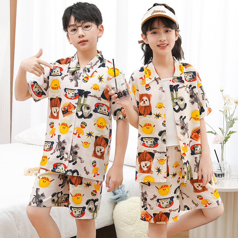 沙滩花衬衣棉绸夏季开衫家居服