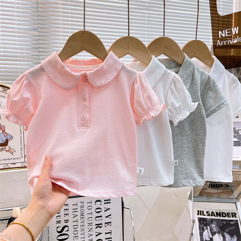 儿童纯色短袖polo衫男孩女童校服内搭宝宝夏季棉T恤幼儿园演出服