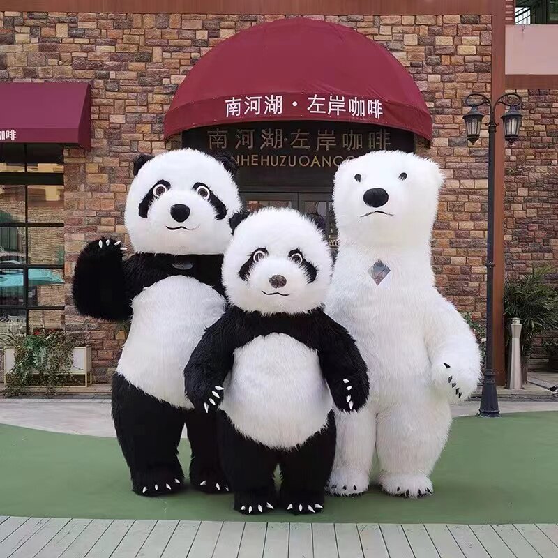 网红卡通充气大熊猫卡通人偶服装出租 北极熊人偶服活动玩偶服租