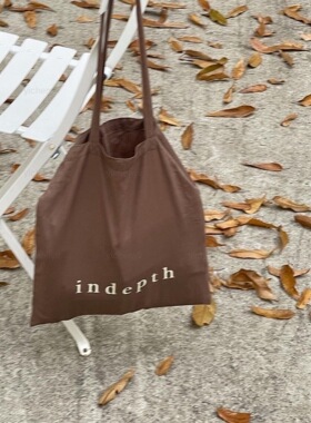 yichenyii韩国代购indepth韩系ins风薄款字母秋冬帆布袋单肩包