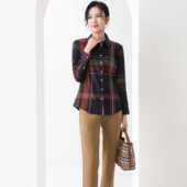 衬衫 专柜同款 格子格纹女2024春夏秋冬欧美大牌工商界领导CEO长袖