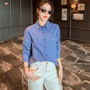 休闲时尚松弛感高端女装格子方格衬衫欧美出口订单BIABETTY正品