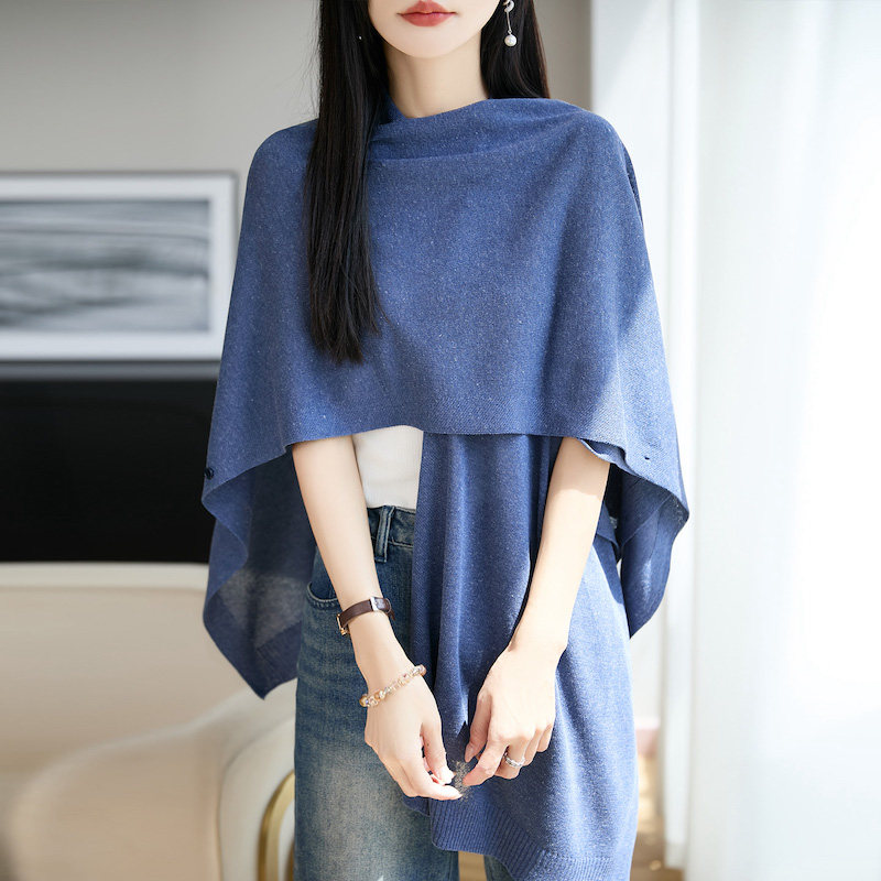 天丝亚麻多功能针织披肩开衫