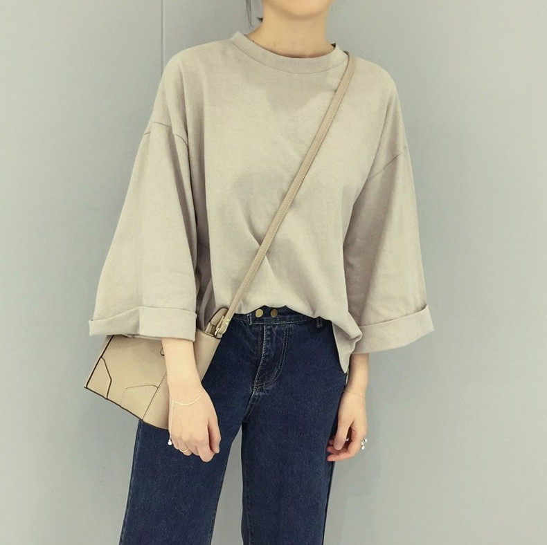 教程1504丹丹纸样服装裁剪图纸打版宽松落肩t恤8分袖女上衣针织