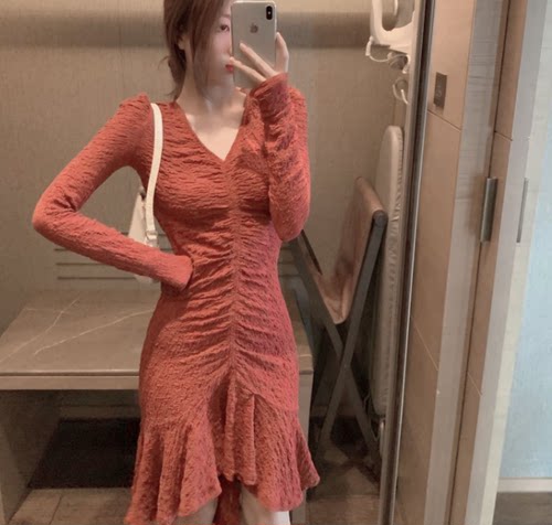 1723丹丹纸样服装1：1裁剪图纸打版DIY紧身连衣裙收褶鱼尾打底中