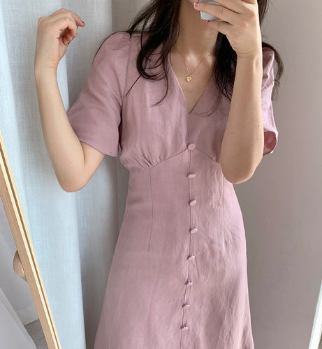 1136丹丹纸样服装1：1裁剪图纸打版DIY短袖连衣裙复古优雅中长裙