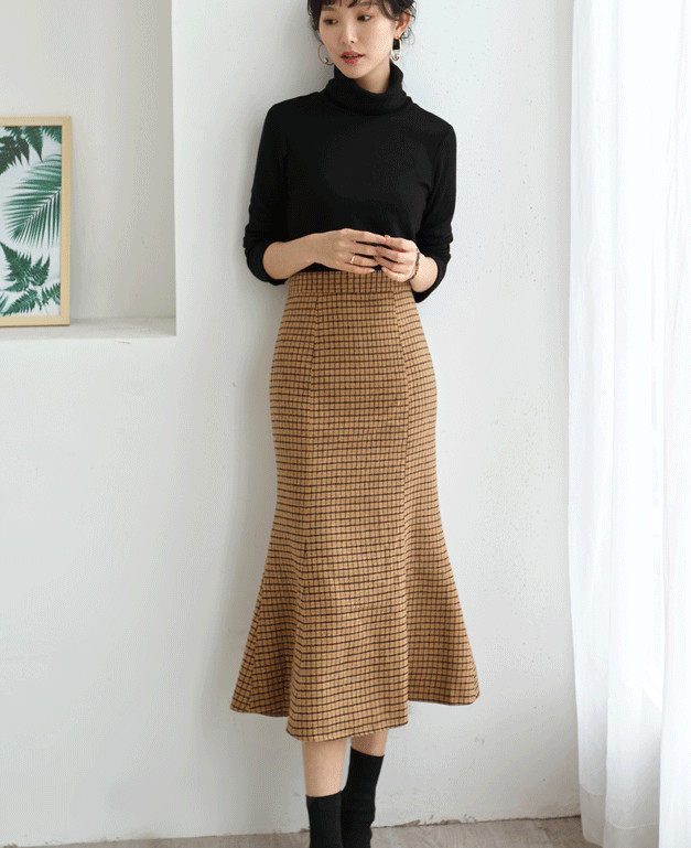 1002丹丹纸样服装1:1裁剪图纸打版鱼尾裙高腰长裙呢料秋冬