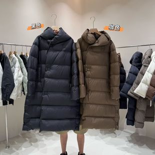 高端定制李沁同款90白鸭绒加厚连帽羽绒服女过膝中长外套2025新