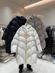 2025新款90白鸭绒高充绒量中长款连帽羽绒服冬季女装