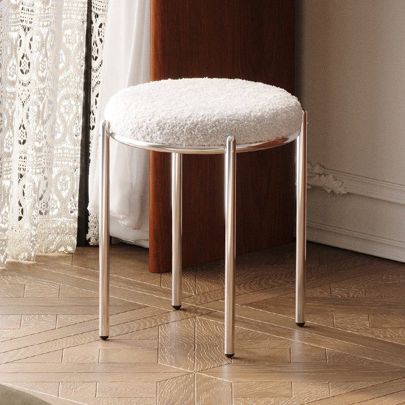 轻奢不锈钢卧室梳妆凳简约网红ins风化妆凳子客厅软包圆凳雪芙凳,住宅家具,梳妆凳,淘宝优惠券,粉丝福利购,淘宝优惠卷