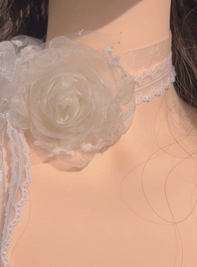 超仙气蕾丝网纱花朵叠戴项圈颈带少女甜美温柔气质洛丽塔choker