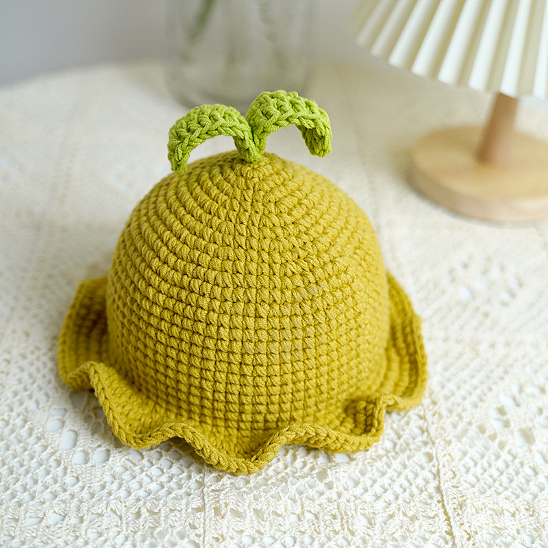 菲菲姐家手工编织钩针diy毛线团自制可爱萌芽帽材料包宝宝帽子棉