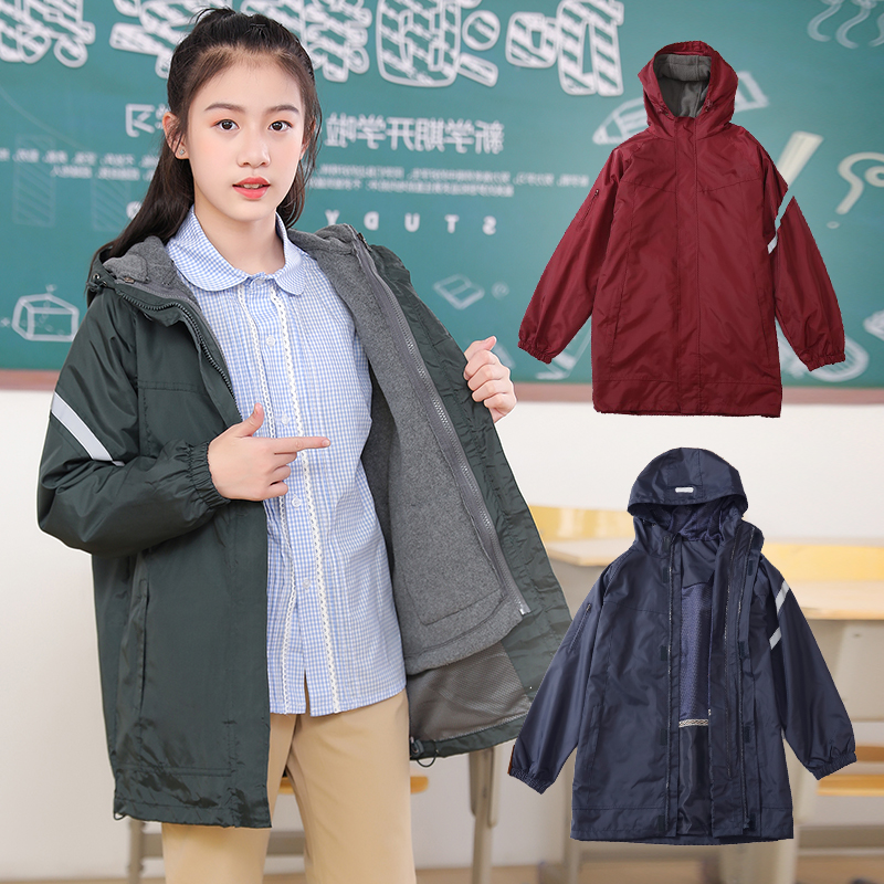可拆卸防雨中小学生儿童冲锋衣