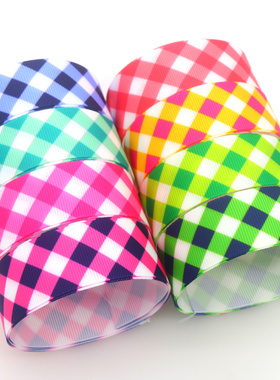 格子 花纹印花织带 缎带绸带彩带蝴蝶结DIY卡通印刷罗纹带S17595