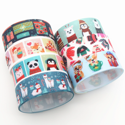 圣诞 印花织带 缎带 绸带 彩带 蝴蝶结DIY卡通印刷罗纹带S12762