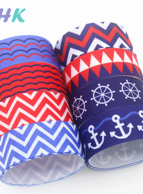 海军条纹 印花织带 缎带 绸带彩带蝴蝶结DIY卡通印刷罗纹带S11827