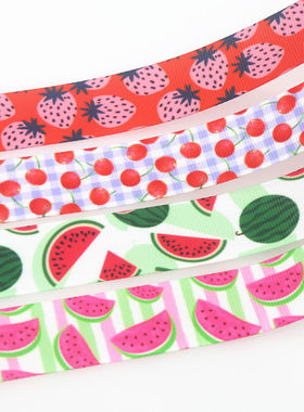 水果 印花织带 缎带 绸带 彩带 蝴蝶结DIY卡通印刷罗纹带S16093