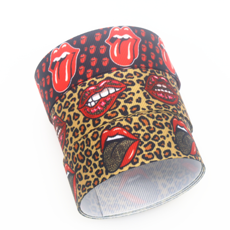 红唇 印花织带 缎带 绸带 彩带 蝴蝶结DIY卡通印刷罗纹带S13050