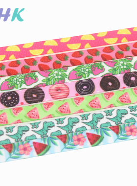 水果印花织带 缎带 绸带 彩带 蝴蝶结DIY卡通印刷罗纹带X11928