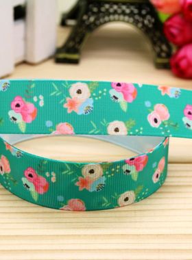 蓝色小碎花 印花织带缎带绸带彩带蝴蝶结DIY卡通印刷罗纹带