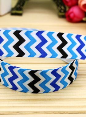 蓝色条纹 印花织带缎带绸带彩带蝴蝶结DIY卡通印刷罗纹带