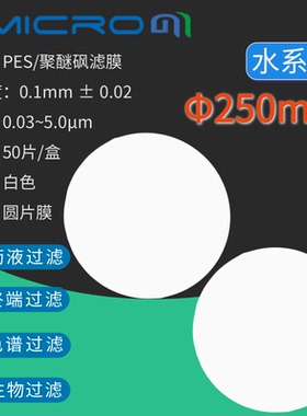 250mm聚醚砜PES滤膜0.45微米孔径水系膜过滤水样品分析微孔膜