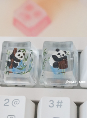 熊猫｜可爱透光键帽原厂R4机械键盘十字键帽手工树脂个性键帽礼物
