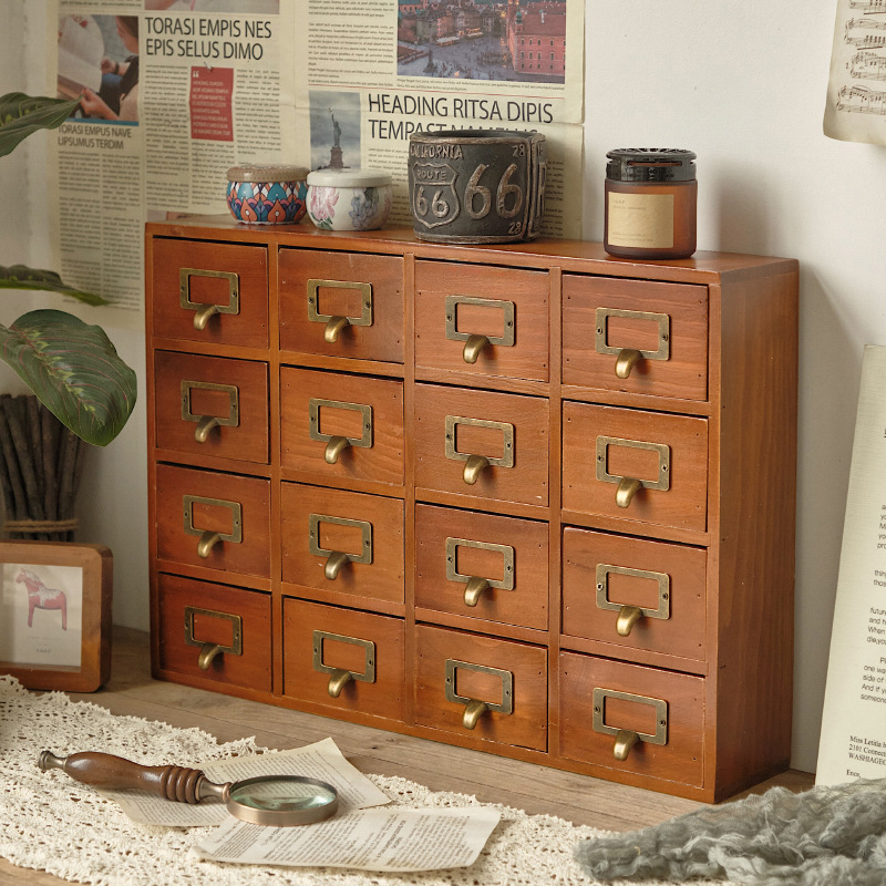 16格抽屉 桌面收纳盒抽屉式办公室书桌上储物盒梳妆台化妆品收纳