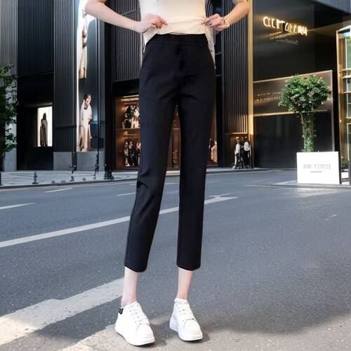 小个子裤子女八分裤2026新款夏季高腰九分裤松紧腰显瘦休闲烟管裤