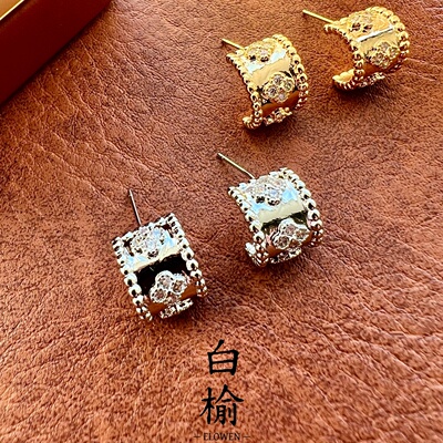 法式小众白榆万花筒C圈耳钉