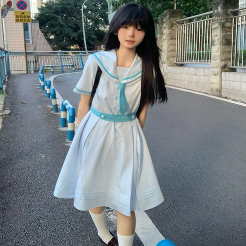 夏日和风铃 晴丘中 原创JK制服日系学院风薄荷蓝盛夏服连衣裙短袖