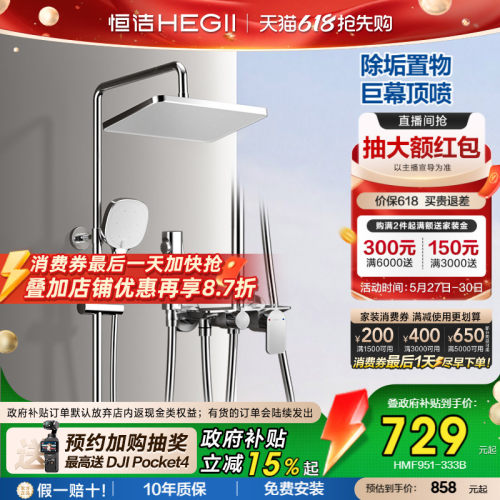 恒洁全铜水路置物平台除垢花洒套