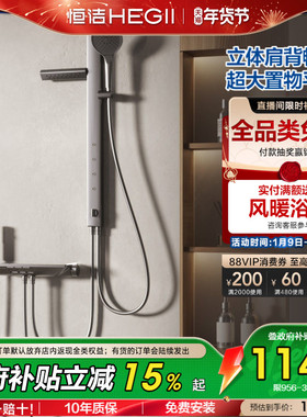 恒洁花洒肩背沐浴钢琴按键分体式无顶喷淋浴花洒套装Y57畅享版