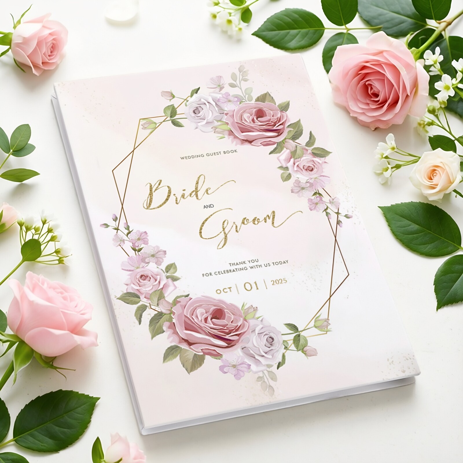 甄禧印记婚礼签名册个性定制礼金簿结婚签到册婚庆签名簿礼簿花卉