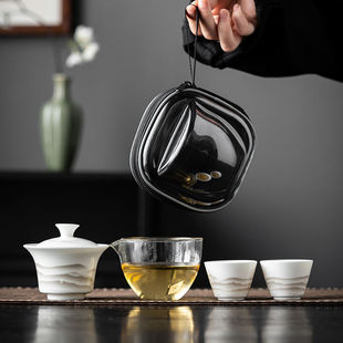 便携式 旅行茶具小套装 随身快客杯户外露营旅游泡茶壶茶杯一壶二杯