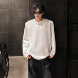 C90重磅垫肩设计感小众长袖T恤男秋季韩版打底卫衣男P58，男装T恤，星座404A