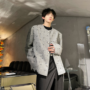 W113 新款垫肩小众小香风男高级感秋装外套夹克潮流宽松男装 P118图片