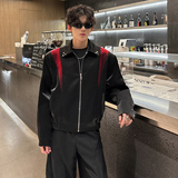 JK01新短款解构小众外套男垫肩撞色夹克韩版宽松男装P98，男装夹克，星座404A
