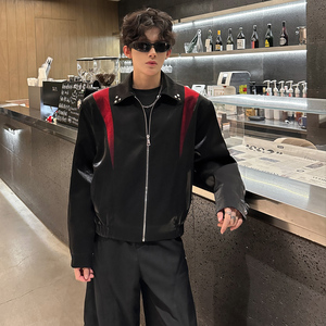 JK01 新短款解构小众外套男垫肩撞色夹克韩版宽松男装 P98图片