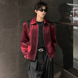 JK01短款解构小众外套男垫肩撞色夹克韩版宽松男装P98红色，男装夹克，星座404A