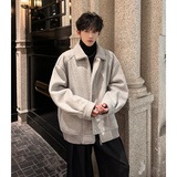 JK32新款加厚皮毛一体外套男款潮牌毛呢高品质棉衣男P148浅灰色，男装棉衣，星座404A